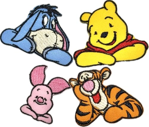Liomon 4pc Bear and Friend Iron On Patch Embroidered Iron on Patches for Clothing, Hats, Bags, Backpacks Funny Iron On Applique Badge, Appique Patch, Iron on Patch