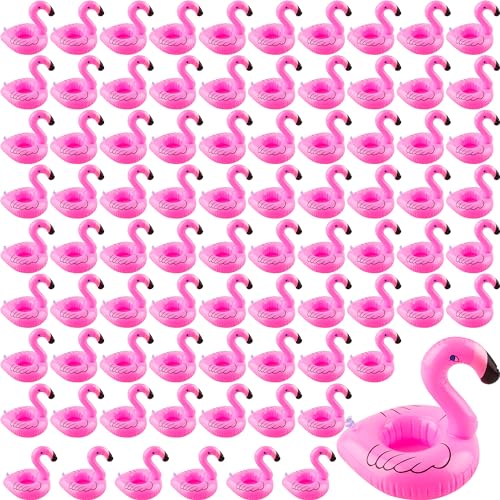 150 Pack Inflatable Flamingo Drink Holders Pink Flamingos Drink Floats Flamingo Floating Cup Coasters for Summer Beach Pool Swim Party
