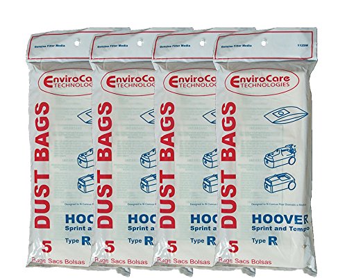 20 Hoover Type R Sprint, Tempo, Allergy Vacuum Bags, Sprint, Tempo, Hornet, PortalPower II, PTP II Vacuum Cleaners, 4010063R, H-4010063R, 43655095