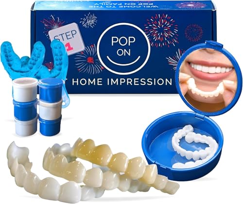 Custom-Made POP ON VENEERS | Comfort Fit Clip On Veneers | at-Home Impression Kit | Stain-Resistant | Veneers Teeth for Women, Fake Teeth for Men | Top & Bottom | Cover Missing Tooth, Gaps, Chips