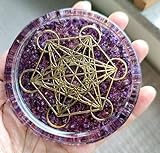 ZZYBIA LARGE 4" Amethyst Crystals Metatron's Cube Merkaba Coaster Water Charging Plate Energy Dome