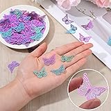 Coume 100 Pcs Butterfly Filigree Charms Stainless Steel Rainbow Etched Metal Embellishments Multicolor Pendants for Jewelry Making Necklace Earring DIY Crafts, Hole 1.2 mm