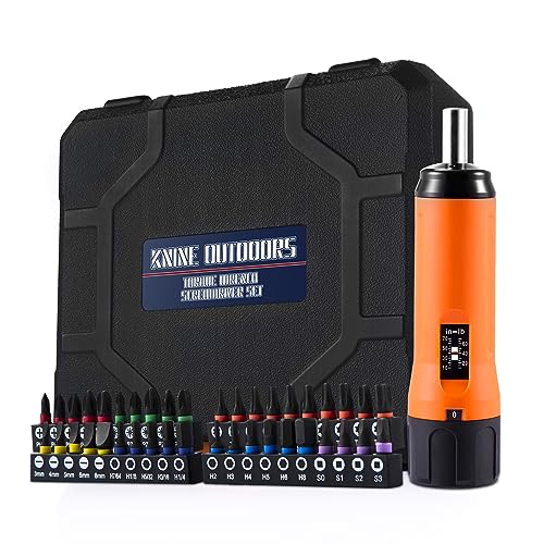 KNINE OUTDOORS Torque Screwdriver Wrench Driver Set 10-70 Inch Pounds lbs for Maintenance with T-bar Handle, 40 Hex Bits, 1/4" Socket, Shaft Extension, For Tools, Bike Repairing and Mounting (Orange)