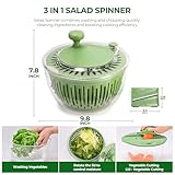 SUSTEAS Salad Spinner Large, Vegetables Wash Bowl, Fruits & Herb Lettuce Dryer with 5 Blade Slicer Egg Yolk Strainer Shredder for Efficient Salad Preparation and Food Washing, 4.25Qt