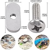 8 Pcs 304 SS Kayak Rail/Track Screws 304 Stainless Steel Track Nuts Track Mount Tie Down Eyelet Rail Hardware Gear Mounting Replacement Kit for Kayaks Rails Kayaks Canoes Boats (8)