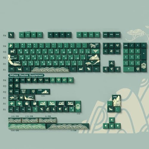 Animal Forest PBT Keycaps Compatible with ISO Layout 7U Compatible with Mechanical Keyboards in Korean Japanese Brazilian Spanish French and Russian Styles(Cherry-RU)