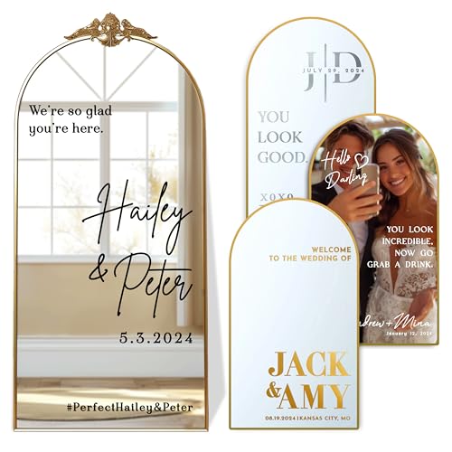 Personalized DIY Wedding Mirror Welcome Sign Decal - Custom Vinyl Sticker with Bride & Groom Names - Elegant Lettering for Bridal Shower, Reception Wall Decor, Event Signage