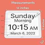 Robin Clock with Day and Date for Elderly, Clocks for Seniors, Dementia Clock, Digital Calendar Clock Elderly Bedside Clocks Seniors Alzheimers Products Dementia Clocks Seniors Extra Large, White 15"