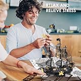 Piececool 3D Puzzles for Adults, Black Pearl Pirate Ship Metal Model Kits, 3D Watercraft Model Building Kit, DIY Craft Kits for Family Time, Great, 307Pcs