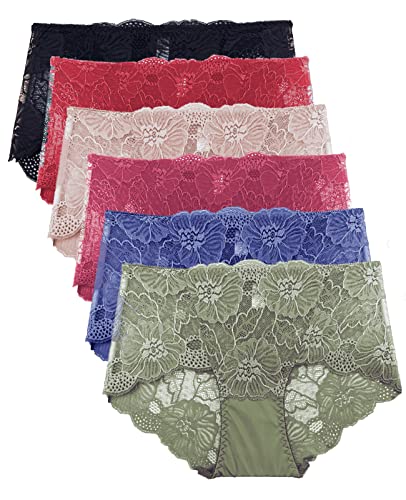Barbra Lingerie Lace Panties for Women Retro Lace Boyshort Underwear Small to Plus Size Multi Pack (4XL, Amy)