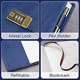 WEMATE Diary with Lock, A5 PU Leather Journal with Lock 240 Pages, Vintage Lock Journal Password Protected Notebook with Pen & Gift Box, Lock Diary Planner Organizer for Men and Women, 8.6x5.8in