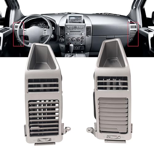 2Pcs Gray Dashboard A/C Vent Panel Fits for Nissan Armada 2005-2006, Fits for Nissan Titan 2004-2006, Left & Right Side AC Air Vent Grille Replaces OE# 7S000 68420-7S000 68420-9FD0B