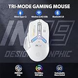 INPHIC IN9 Wireless Gaming Mouse, True Tri-Mode Bluetooth/Type-C Wired/2.4G Wireless Connection, 10000 DPl, Fully Programmable, RGB Backlit, for Laptop PC Mac