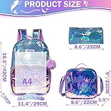 Meetbelify Kids Backpack for Gilrs School Mermaid Backpacks with Lunch Box for Elementary Kindergarten Cute 4 in 1 Bookbag for Girls