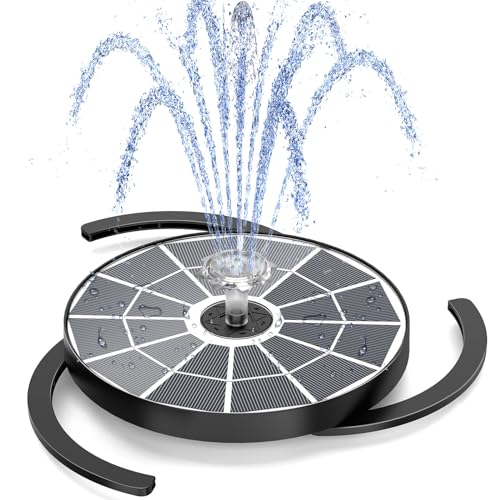 AISITIN 3.7W Solar Water Fountain with Integrated Bracket & Storage, Solar Powered Fountain Pump with 6.3" Solar Glass Panel and Nozzles for Bird Bath, Garden, Pond, Pool, Aquarium and Outdoor