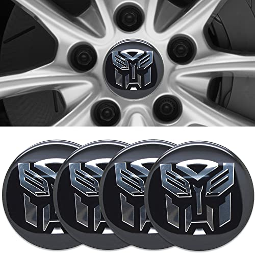 4pcs Wheel Center Caps Sticker for Transformers, Black Aluminium Wheel Center Hub Covers Sticker, 65mm/2.56'' Black