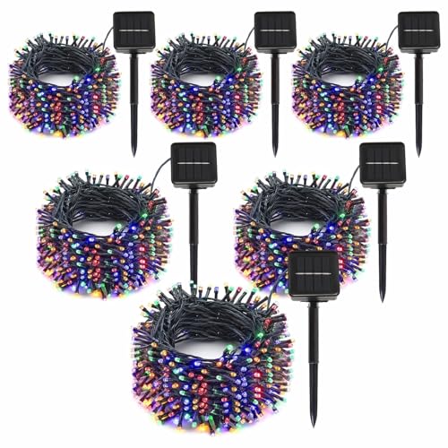 SyouHome 6-Pack Solar String Lights, 600 LED Extra-Long 236Ft Solar Christmas Lights Outdoor Waterproof, 8 Modes Multicolor Led Outdoor Light for Garden, Patio, Wedding, Christmas Decorations