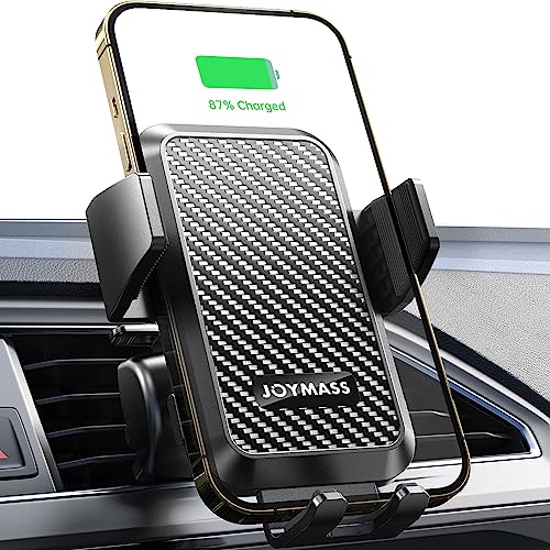 JOYMASS Wireless Car Charger, 15W Fast Charging Auto Clamping Car Charger Cell Phone Holder Mount Vent for iPhone 15 14 13 12 Mini Pro Max 11 XR XS X, Samsung Galaxy S23 Ultra S22 S21+ Note 20, etc