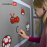 Creative QT Large Play-Up Grey Building Brick 24"x34" Activity Wall Panel for Kids & Toddlers - Pre-Assembled Makerspace Furniture - Wall Activity Board - Compatible with All Brick Brands