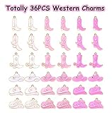 NVENF 36PCS Cowboy Boot Charms for Jewelry Making, Enamel Western Cowgirl Boot Hat Pendant Charms for Necklace Bracelet Earring Making DIY Crafts (36PCS Cowboy Boot Charms)