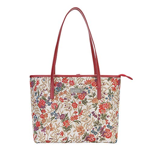 Signare Tapestry Shoulder Bag for Woman Travel or Work Tote Bags for Women In Flower Meadow Design|COLL-FLMD