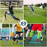 Haootadiy Agility Training Equipment, Football Training Equipment Includes 20FT Agility Ladder,4 Adjustable Agility Hurdles, 12 Football Cones, Parachute, for Training Soccer Basketball Athletes（Blue）