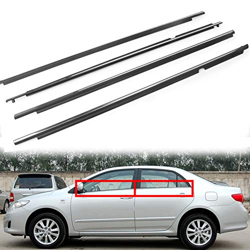 Newsmarts for 2009-2012 for Toyota Corolla Weatherstrip, 4pcs Chrome Window Seal Car Window Moulding Trim Seal Belt for 09 10 11 12 for Toyota Corolla Sedan (Replace Part #: 75710-02210)