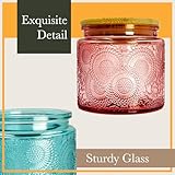 LINGSHINE Decorative Glass Jars With Lids, 12 oz Small Vintage Food Storage Canning Jar With Airtight Bamboo Lid and Labels, For Spices Candle Making Apothecary Kitchen Bathroom (Mixed Color, 8 pack)