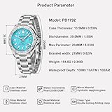 SUZAKU Men Watch Pagani Design GMT Automatic Watches for Men and Women Mechanical Automatic Winding 100M Waterproof Stainless Steel Sapphire Glass(Sky Blue)