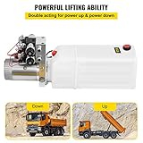 Happybuy Hydraulic Pump 12V DC Hydraulic Power Unit Double Acting Double Solenoid Hydraulic Power Pack Unit with 8L Plastic Tank Max Pressure 200 Bar for Car Liftng