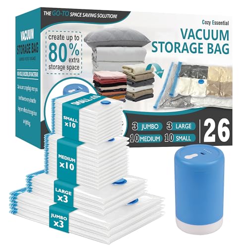 26 Pack Space Saver Storage Bags with Electric Air Pump