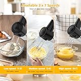 Cordless Hand Mixer, Digital Display 7 Speed Rechargeable Electric Mixer Handheld with 6 Stainless Steel Attachments Whisks Beaters Dough Hooks & Storage Base, Kitchen Blender for Baking, Eggs, Cakes