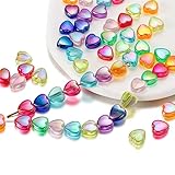 St.Kunkka 450 Pcs 9mm Acrylic Heart Shape Beads for Jewelry Making Craft DIY 9 Mixed Colors Loose Beads Heart Spacer Beads with Small Hole for DIY Bracelet Necklace Earrings (Heart)