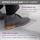 OFM Office Chair Mat for Carpet – Computer Desk Chair Mat for Carpeted Floors – Easy Glide Rolling Plastic Floor Mat for Office Chair on Carpet for Work, Home, Gaming with Extended Lip (36” x 48”)