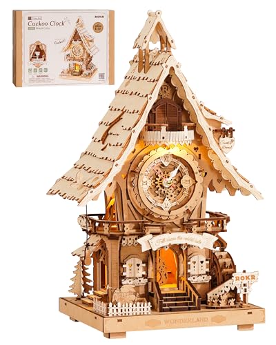 ROKR 3D Wooden Puzzles for Adults,Wooden Clock Model kit,435 Piece 3D Puzzles,Ideal Gift for Adults and Teens