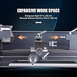 CREWORKS 8.7 x 23.6" Mini Metal Lathe Machine, 1100W Automatic Variable-Speed Metal Wood Cutting Tooling