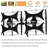 Five Star Multi-Directional 4V HDTV Antenna - up to 200 Mile Range, UHF/VHF, Indoor, Attic, Outdoor, 4K Ready 1080P FM Radio, Supports 4 TVs Plus Installation Kit and Mounting Pole