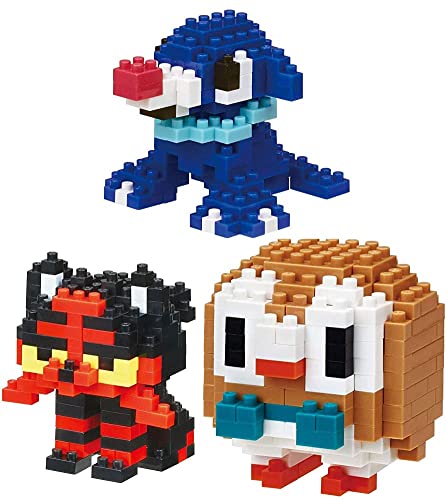 3 Set Bundle - Litten, Popplio and Rowlet (Nyabby, Ashimari and Mokuroh in Japan) - Adjustable Pokemon Characters (Japan Import)