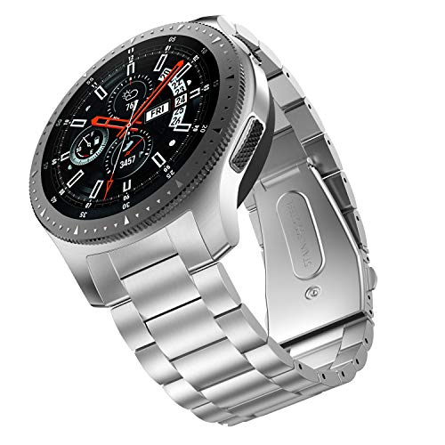 BaiHui Metal Strap Compatible with Galaxy Watch 46mm Bands/Gear S3 Classic/Frontier Bands No Gaps Quick Release Stainless Steel Watch Band Wristband for Samsung Galaxy Watch 46mm - Silver
