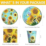 Xigejob Sunflower Party Decorations Tableware - Sunflower Birthday Decorations, Plate, Cup, Napkin, Tablecloth, Cutlery, Sunflower Theme Baby Shower Bridal Shower Birthday Party Supplies | Serve 24