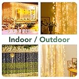 MAGGIFT 304 LED Curtain String Lights, 9.8 x 9.8 ft, 8 Modes Plug in Fairy String Light with Remote Control, Christmas, Backdrop for Indoor Outdoor Bedroom Window Wedding Party Decoration, Warm White