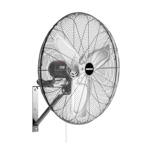 OEMTOOLS OEM24884 30 Inch Oscillating Wall Fan, 9500 CFM Max. Garage 90 Degree Mounted Fan with 6 Ft. UL Listed Cord