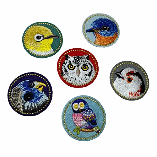 5 PcsChildren Cartoon Bird Embroidered Circular Owl Iron on Patches for Clothes Stickers Fabric DIY Decorative Applique Patch Embroidery