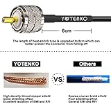 YOTENKO Ham Radio Coax Cable 50 Ohm,RG58 Coaxial Cable 49.2Ft,UHF PL259 Male to Male Cable + UHF SO239 Female to SMA/UHF/BNC Adapter 4-Pack,for CB,Amateur,Ham Radio,Two-Way Radio,SWR Meter