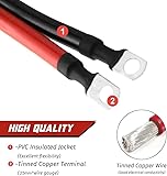 Gebildet 30cm Battery Inverter Cable with Battery Terminals Connectors 12V-24V 25mm² 3AWG (Max 125A) Battery Cable, Auto Battery Leads Red and Black for Truck, Motorcycle, Solar, RV, Marine