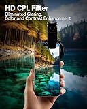 67mm CPL Polarizing Filter for iPhone/DSLR - Cellphone Polarizing Lens Attachment with Universal Clip, Reduces Reflections Compatible with iPhone 16/15/14/13 Pro Max, Samsung Galaxy, Huawei, etc.