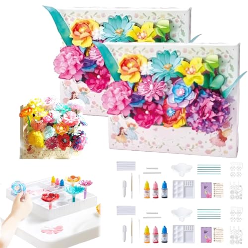 BloomJoy Magic Petal Flower Art Kit, Bloom Joy Magic Petal Flower Kit, Dyed Flowers Paper Art DIY Materials, Colored Flowers Creative Toys, BloomJoy Floweres Making Kit Watercolor Blurring (2)