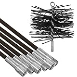 24-Foot Chimney Cleaning Kit - 8x3 Ft Fiberglass Rods, 6-Inch Premium Poly Brush, 1/4" NPT Fittings - Durable and Effective