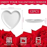 Suclain 12 Pcs Heart Shaped Bowl Ceramic Dinner Plates 7.4 Inch Serving Dish Saucers Plates Porcelain Salad Appetizer Plates Sushi Dipping Dessert Bowl for Christmas Valentine(White)