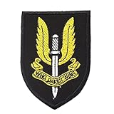 United Kingdom British Special Air Service SAS Flag Embroidery Patch Military Who Dares Wins Tactical Morale Badges Armband Emblem Applique Hook Patches